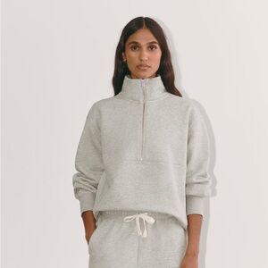 Everlane The Laid-Back Half-Zip Sweatshirt, Heathered Grey, Large, NWT